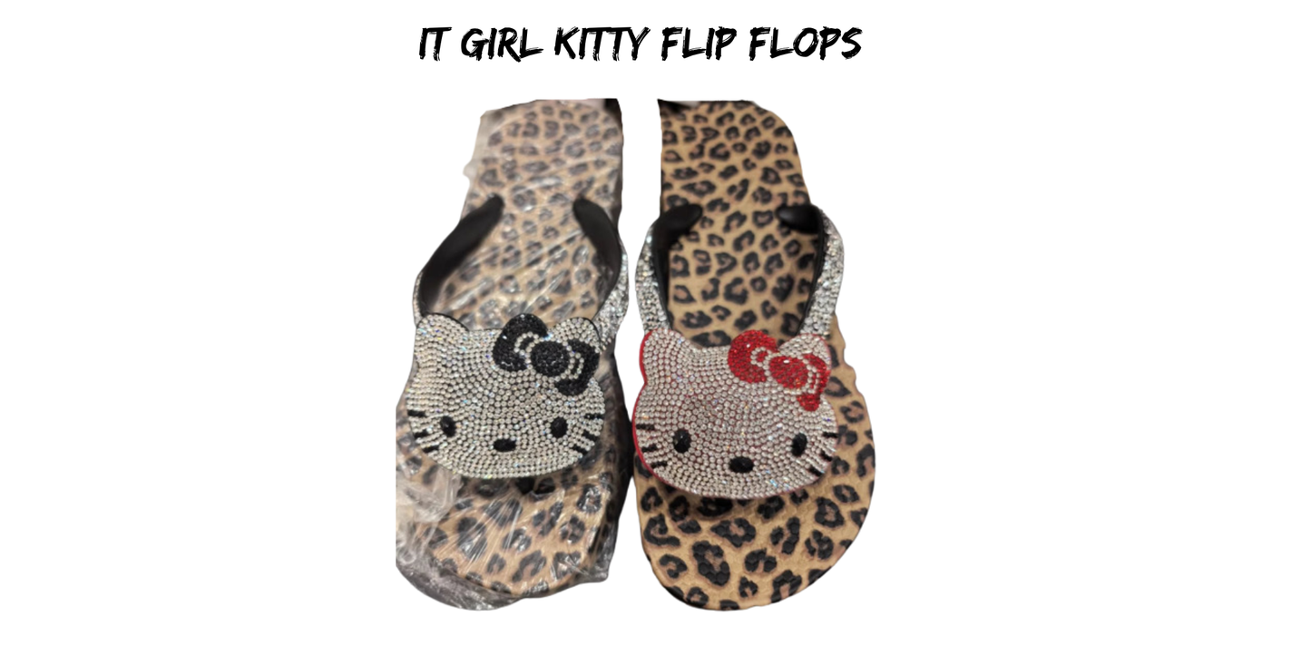It Girl Kitty Flip Flops