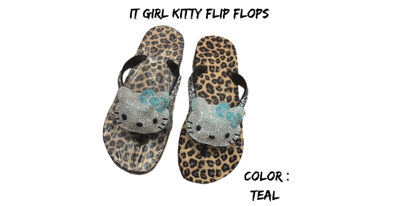 It Girl Kitty Flip Flops